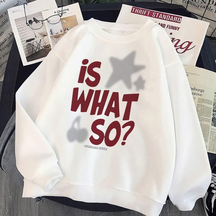 ✅COD Fastfash Crewneck Sweater pria dan wanita Lengan Panjang Lengan Panjang Oversize is WHAT SO Swi