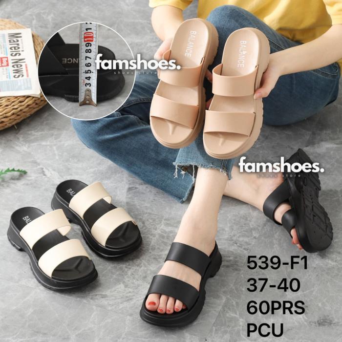 Sandal Selop Wanita Semi Formal Import Balance Double Strap Sandal Casual 539-F1