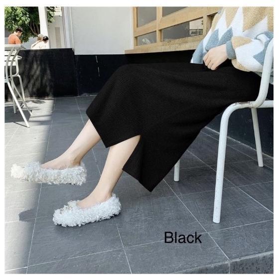 Knit Midi Skirt - Slit Skirt Rajut - Slit Midi Knit Skirt - Rok Winter