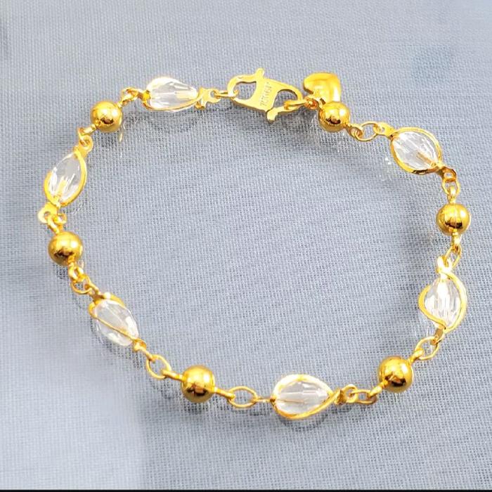 gelang batu kristal bening044