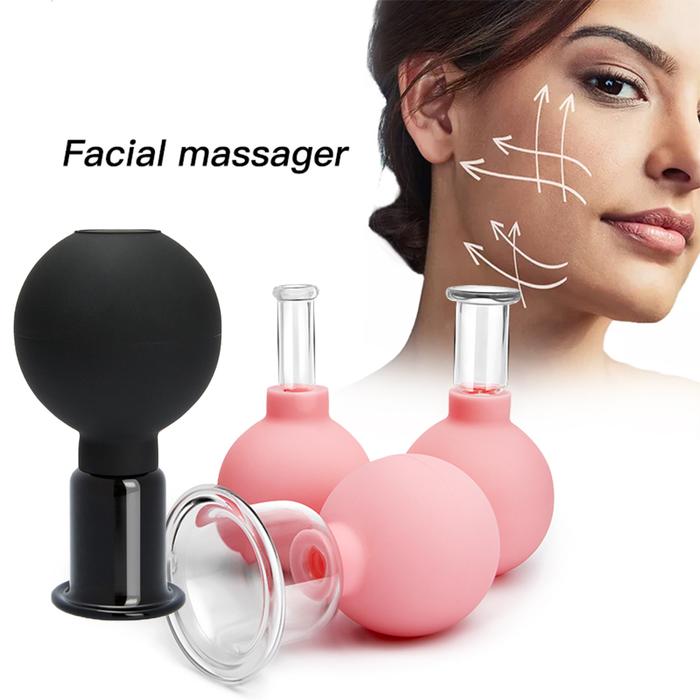 Face Massager Vacuum Cupping Cups Rubber Head Glass Cup Face Skin