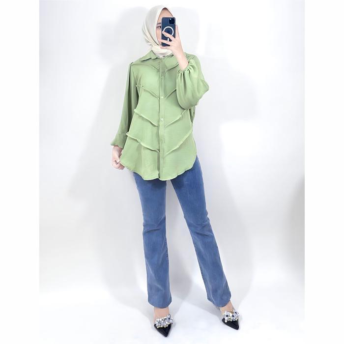 Atasan Ld 110 120 130 Kemeja Tiara Cringkle 104 Montyfashion Ib85 Baju Oversize Wanita