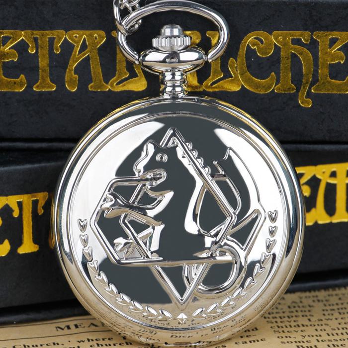 IMPORT Fullmetal Alchemist Pocket Watch Cosplay Edward Elric With Chain Anime Boys Gift reloj de bol