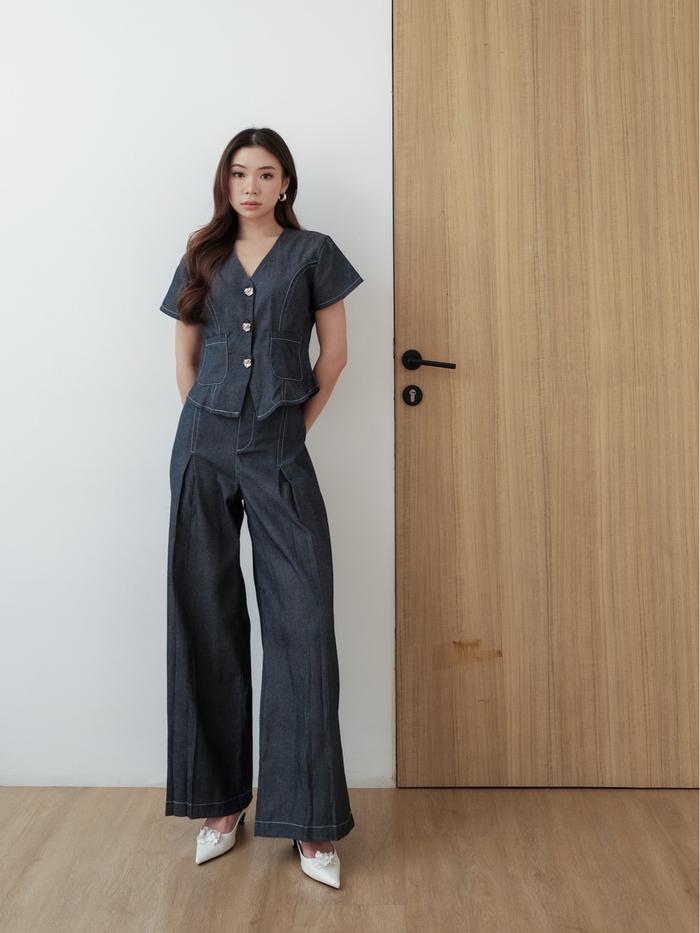 [Tavia] Jovi Denim Set / Setelan Wanita / Baju Setelan Wanita Casual / Setelan Celana Wanita