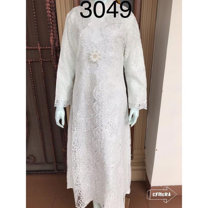 Gamis alexuez full brukat bros 3049gamis brukat premium putih tulang brukat tipis / gamis full bruka
