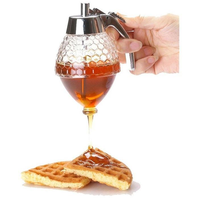 Squeeze Bottle Honey Jar Container Bee Drip Dispenser Kettle Storage Pot Stand Holder Juice Syrup Cu