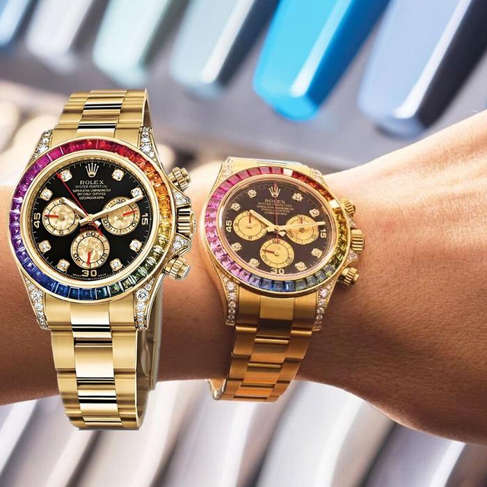 Original Jam tangan Rolex Cosmograph Daytona seri 116598 RBOW diameter 40 mm Gold dial bahan casing