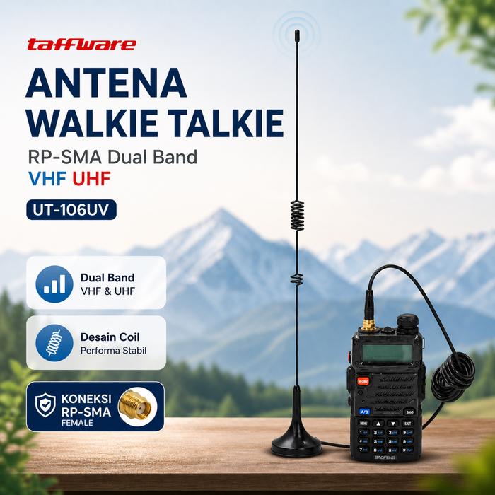 MalakuMall | Antena Radio HT Dual Band | RP-SMA Female VHF UHF | Aksesori Walkie Talkie