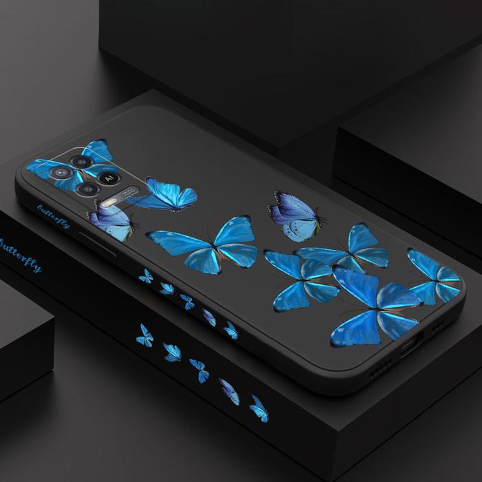 Cyan Butterfly Phone Case For OPPO A54 A74 A31 A33 A53 A72 A83 A92 A7