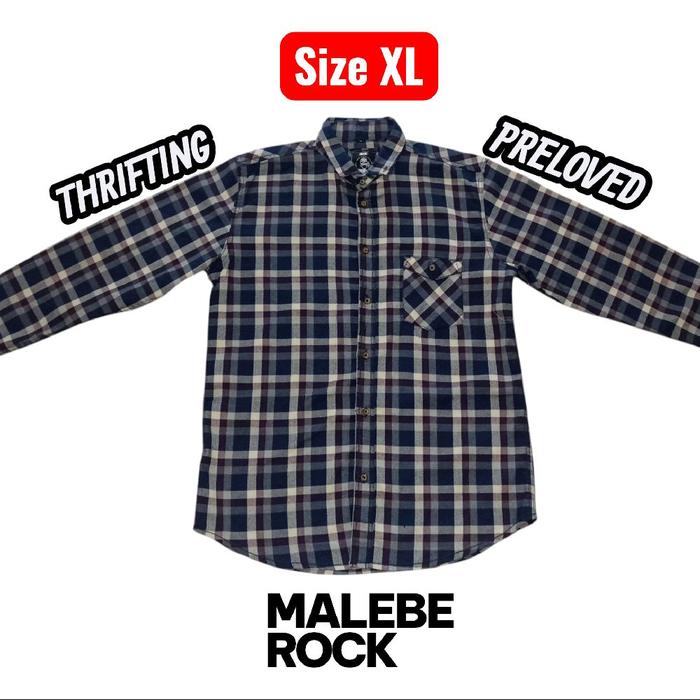 { THRIFTING } { PRELOVED } Malebe Rock Kemeja Flanel Size XL Distro