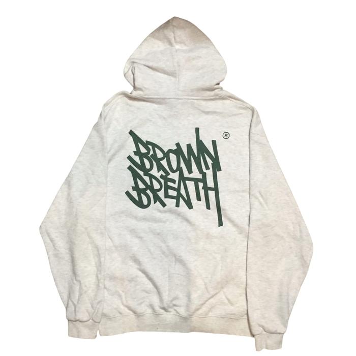 Brown Breath Pullover Hoodie Grey