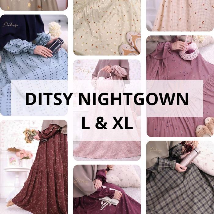DITSY 2026 NIGHTGOWN size L XL DITSY ADDICT DRESS VINTAGE VISCOSE PREMIUM Gamis Muslim Wanita
