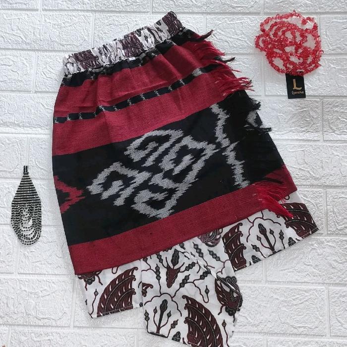 LAMIKA Kamen Anak Laki laki motif kombinasi batik dan tenun modwl kekinian