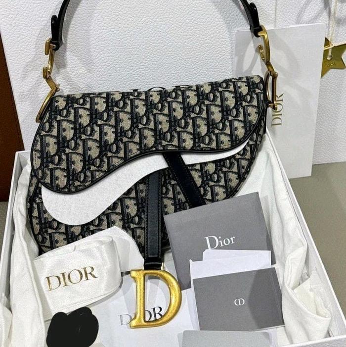 Authentic Dior Saddle Oblique Jaquard Gold Hardware Preloved