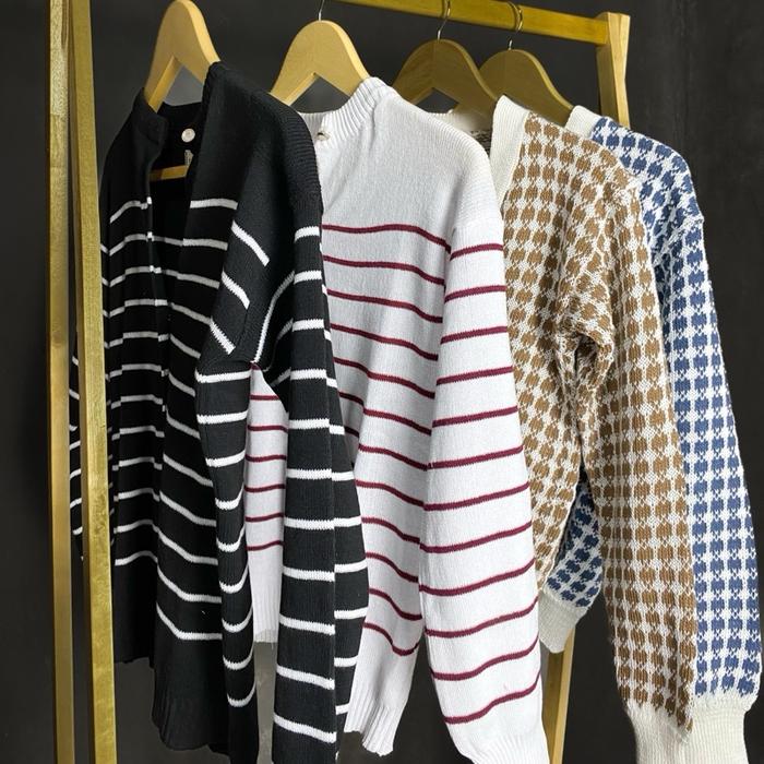 Cardigan rajut wanita bahan rajut tebal