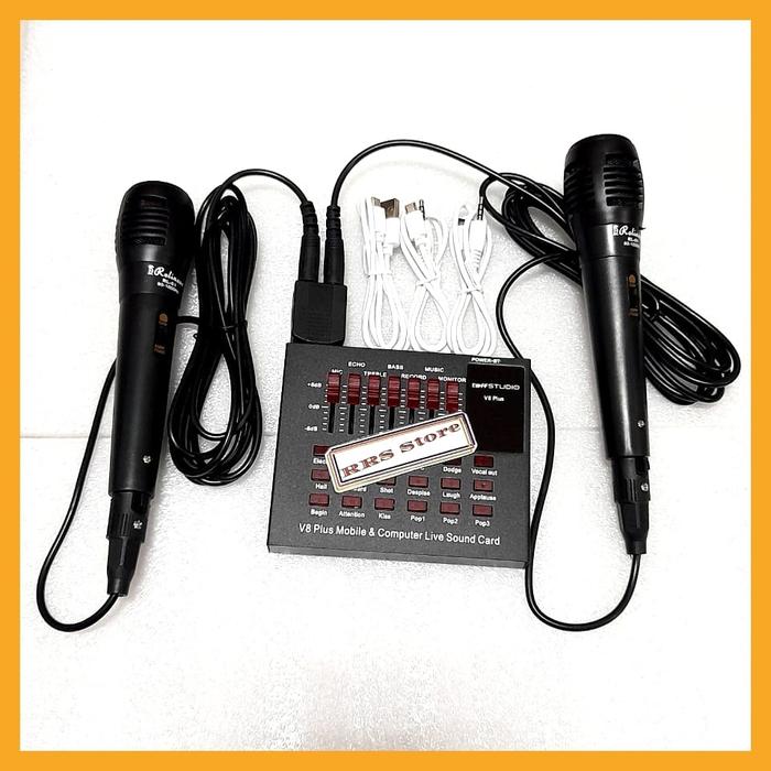 TaffSTUDIO Bluetooth USB External Soundcard Live Mic Headset - V8 Plus ALAT KAROKE RECODING MURAH SO