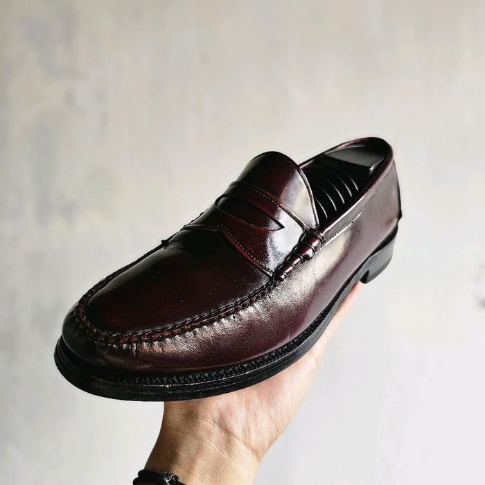 J&M BEEFROLL PENNY LOAFERS BURGUNDY LFR-065 Made In USA Size 43.5 10.5D/B 27.5 - 28 cm Lightly Used 