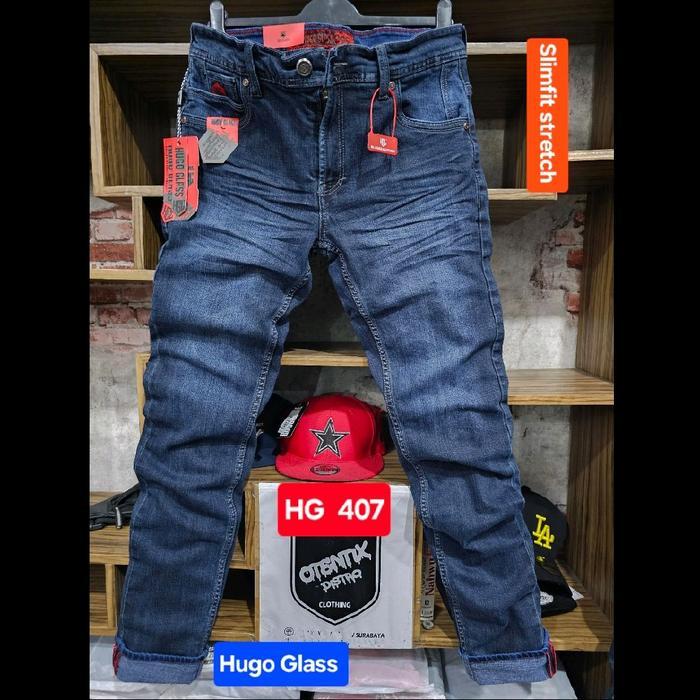 celana panjang jeans hugo glass jack Morizz original keren Slimfit Stretch Pria celanajeans