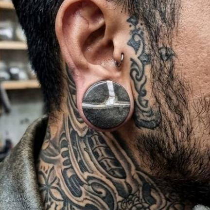 Ear Gauge Plug Batu Jasper Hitam Putih Asli - Black White Line Jasper Ear Plug - Aksesoris Piercing