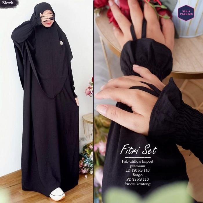 FITRIA MAXY FITRI SET BY VINSTORE DISHA // BAJU GAMIS LEBARAN POLOS CRINGKLE KAFTAN VARIASI RENDA BO