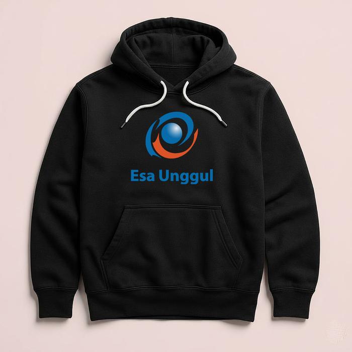 Hoodie Universitas Esa Unggul Premium Fleece Cloth Sweater Jacket Hood Black Hitam