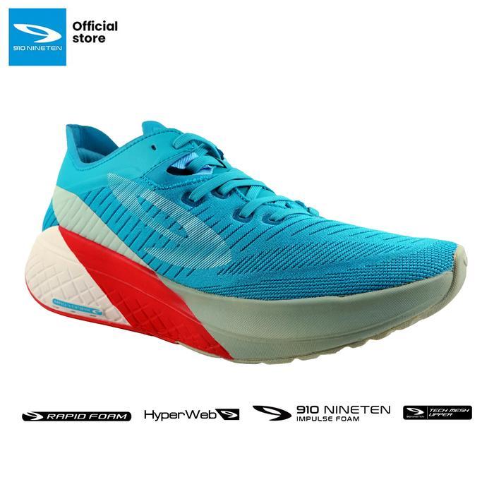 [CUCI GUDANG BARANG BARU] 910 Nineten HANNA 1.0 Sepatu Lari - Hijau Teal/Putih/Merah Coral Running O