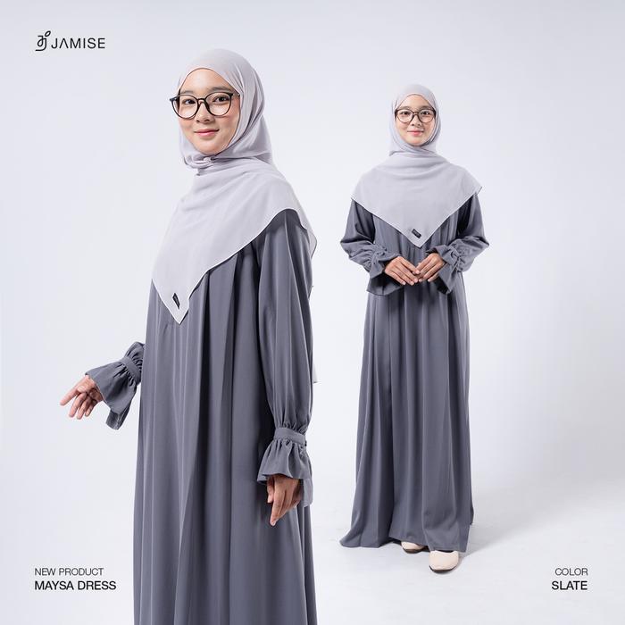 Maysa Dress | Gamis Simpel Variasi Lengan Ruffle Asimetris by Jamise