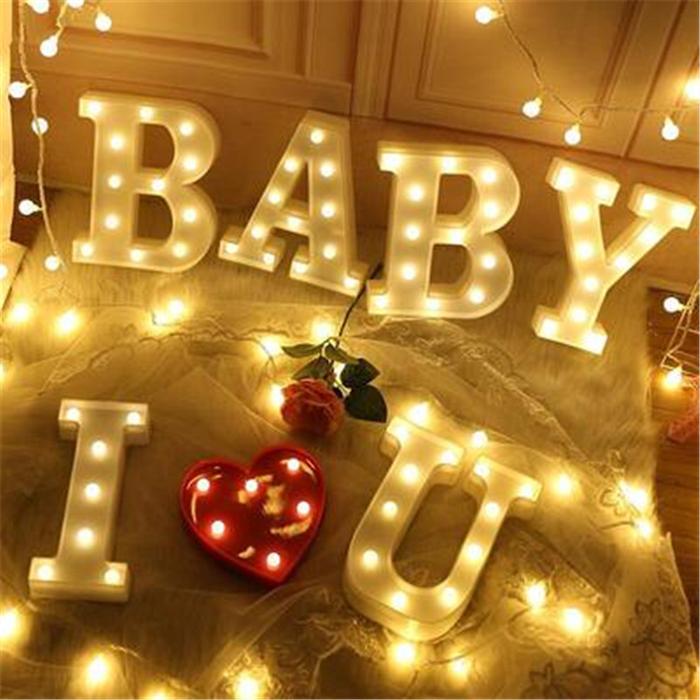 16/22CM LED Letter Lights Heart Letter Symbol Sign Night Light for