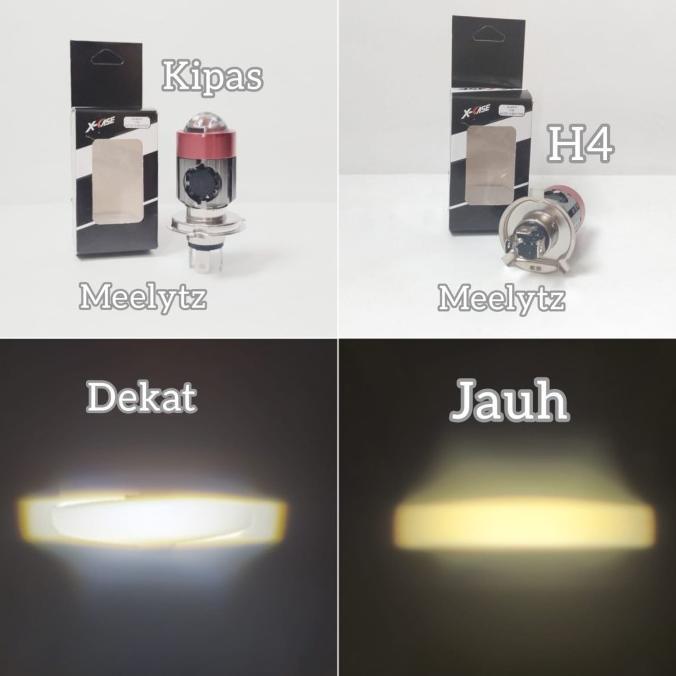 LAMPU UTAMA LED LASER H4 JAUH DEKAT PUTIH KUNING PLUS KIPAS