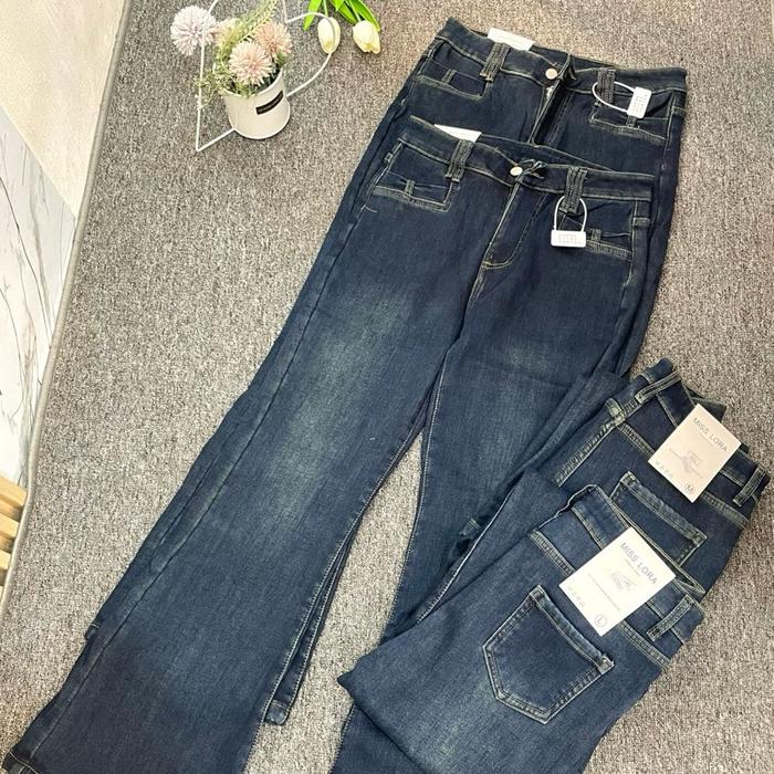 Jeans panjang denim inner bulu/fleece-MISS LORA