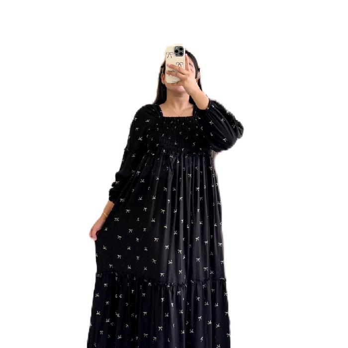 LONGDRESS KARET FULL DADA // HOMEDRESS RAYON // DASTER KEKINIAN
