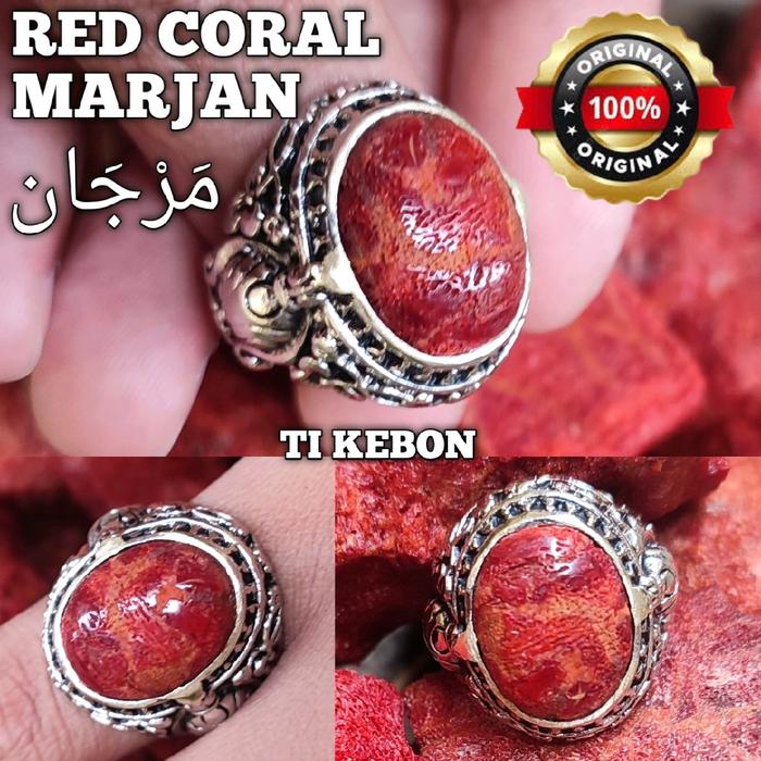 batu red coral marjan + bonus bongkahan coralium rubum asli marjan jarhab, cincin keramat bertuah