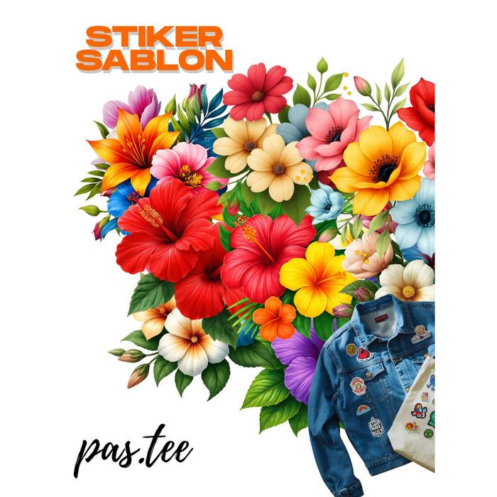 Sablon Setrika Bunga Aesthetic - Stiker Gosok Baju Kaos Hijab Gambar Flower Patch Floral