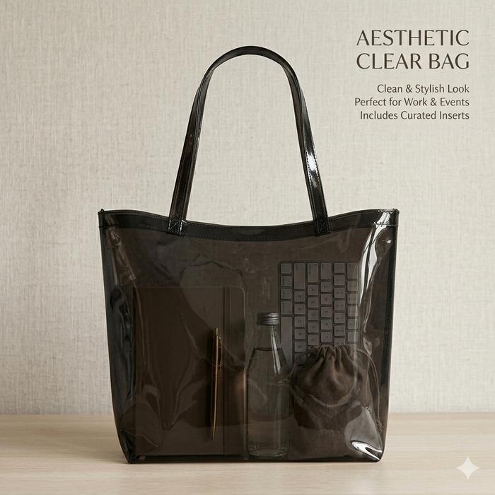 Transparan PVC Tebal Tas Transparan PVC Tebal Resleting | Clear Tote Bag Wanita | Tas Mika Konser Ev
