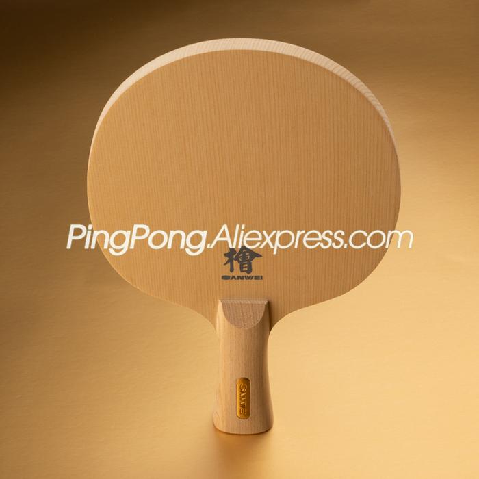 SANWEI H10 Pisau Tenis Meja Label Emas Asli (1-Ply HINOKI) Raket