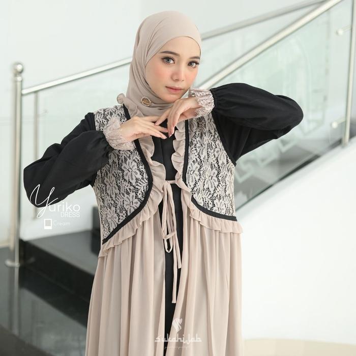 Sukahijab-Yuriko Dress Only- Gamis Wanita Pasangan Mewah Kondangan Couple Wudhu Busui Simple Keluarg