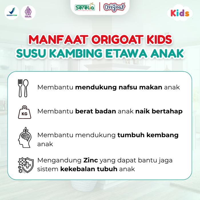 ORIGOAT KIDS SUSU KAMBING ETAWA ANAK 125GR ORIGINAL BPOM HALAL MENINGKATKAN NAFSU MAKAN