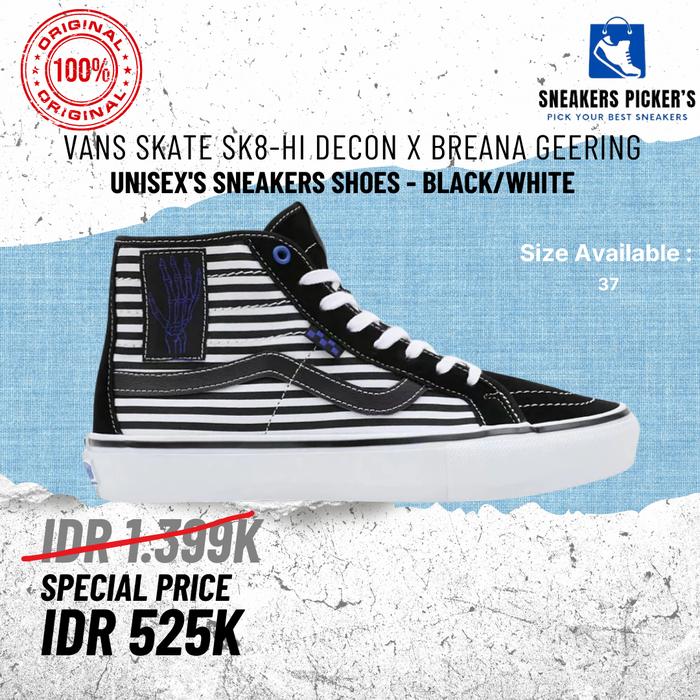Sepatu sneakers unisex Vans Skate Sk8-HI Decon X Breana Geering Unisex's Sneakers Shoes - Black/Whit