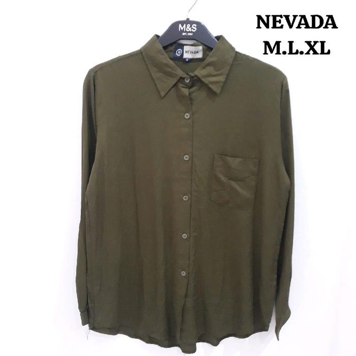 Kemeja Cewek Dewasa Rayon Polos Kantong Nevada Matahari