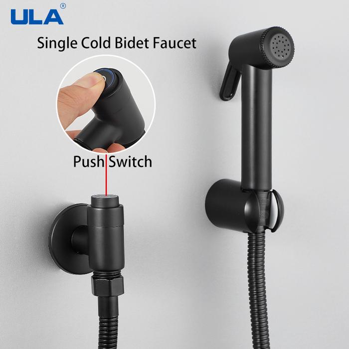 ULA Hitam Portabel Keran Bidet Penyemprot Toilet Keran Bidet Dingin