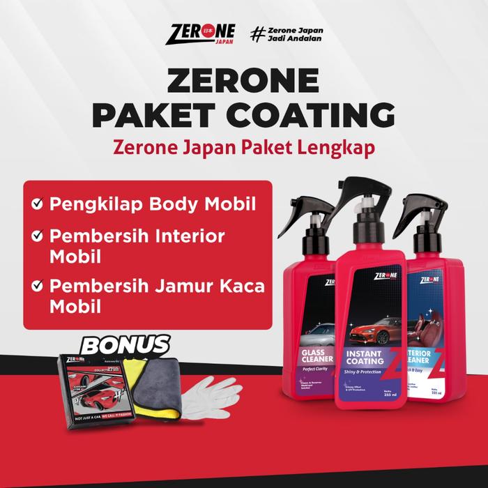 Zerone Japan Paket Coating Pembersih Jamur Kaca Interior Dalam Mobil - Pengkilap Body Mobil Motor
