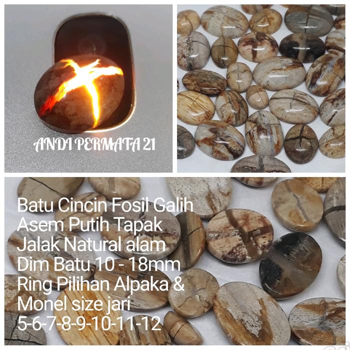 BATU CINCIN GALIH ASEM PUTIH MOTIF TAPAK JALAK TEMBUS CAHAYA ASLI NATURAL ALAM