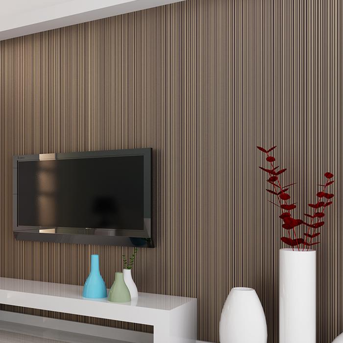 Solid Color Striped Wallpaper 3D Non-woven Flocking Wallpaper Roll
