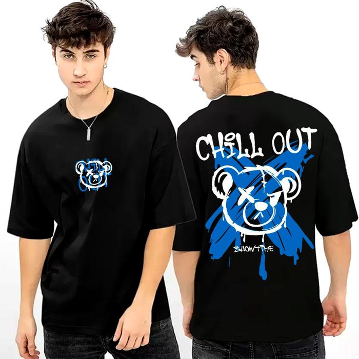Baju Kaos Distro Tshirt Atasan Pria Keren Terbaru Lengan Pendek Motif Chill Out Hitam Sablon Tulisan