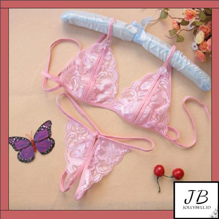 •Jollybell.id•BS001 Set Bra Lingerie Sexy & Celana Dalam Model Lace Transparant import COD