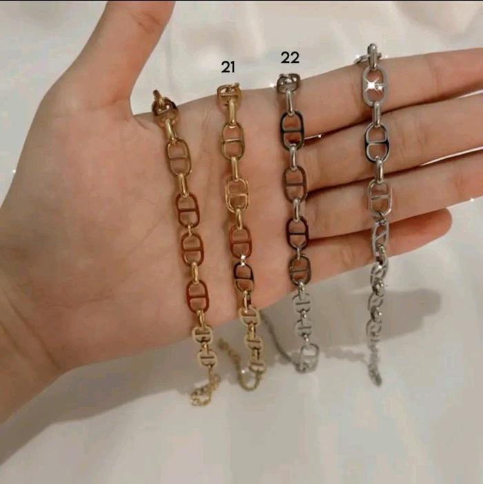 Gelang Titanium CD Gold silver Paperclip