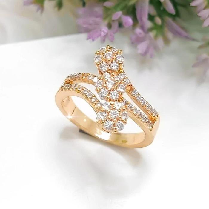 Cincin Bola & Love Dua Model Wanita Dewasa Bahan Titanium Emas Gold 24k Asli Anti Luntur Realpict Ca