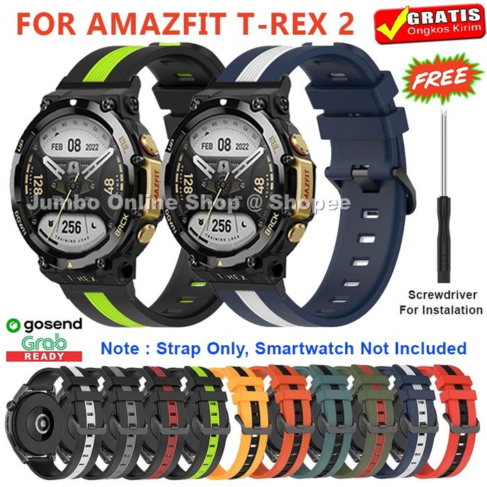 STRAP TALI JAM AMAZFIT T-REX 2 / AMAZFIT TREX 2  MODEL TWO TONE STRIP RUBBER