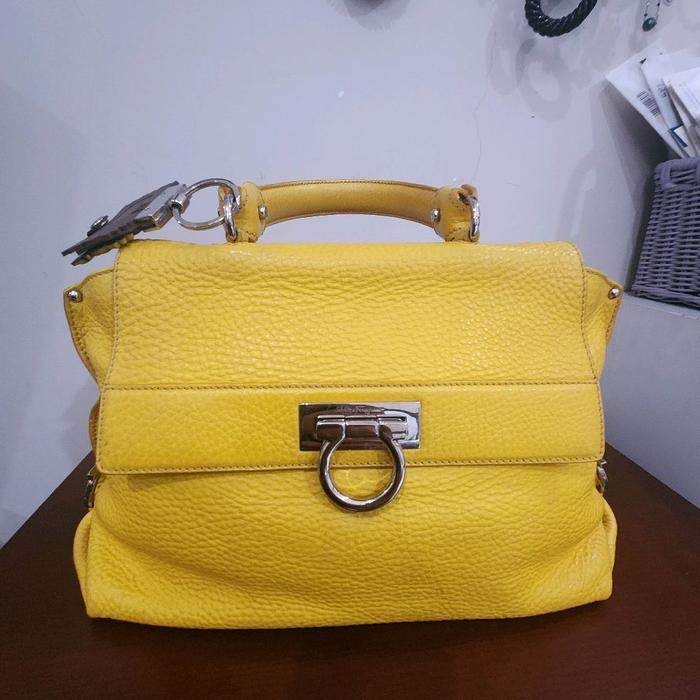 salvatore Ferragamo sofia tote claf leather yellow