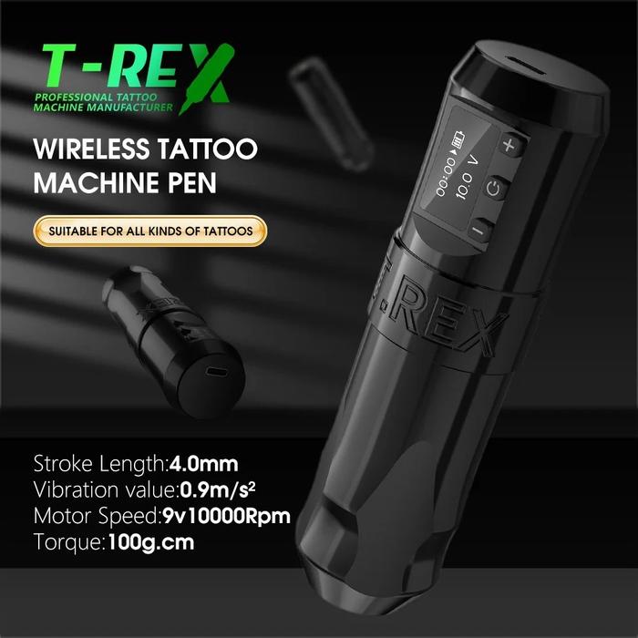 T-Rex Mesin Tato Nirkabel Pena Tato Putar Motor tanpa sikat yang kuat dengan kapasitas baterai tato 